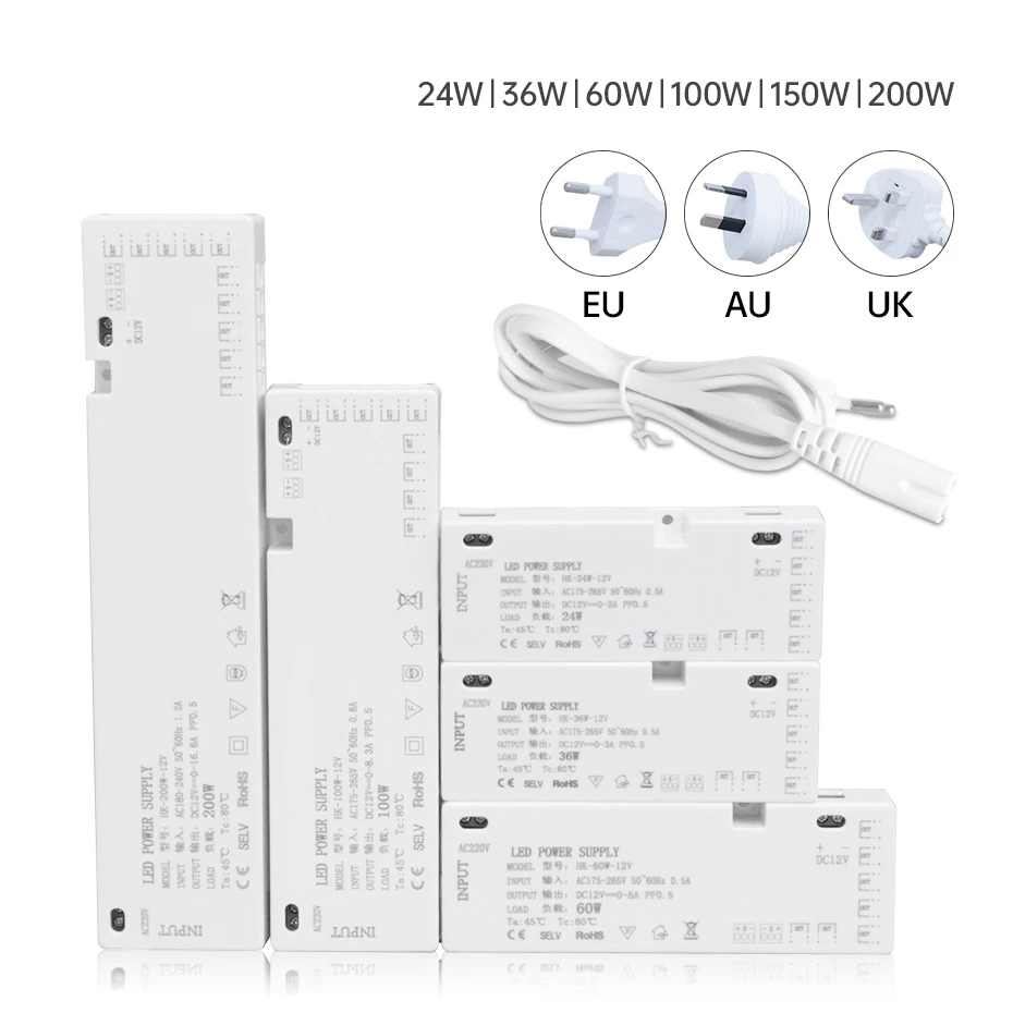 AC220V Светодиодный трансформатор освещения шкафа DC12V/24V 24W 36W 60W 100W 150W 200W Драйвер для шкафа/полки с портом DuPont
AC220V Светодиодный трансформатор освещения шкафа DC12V/24V 24W 36W 60W 100W 150W 200W Драйвер для шкафа/полки с портом DuPont