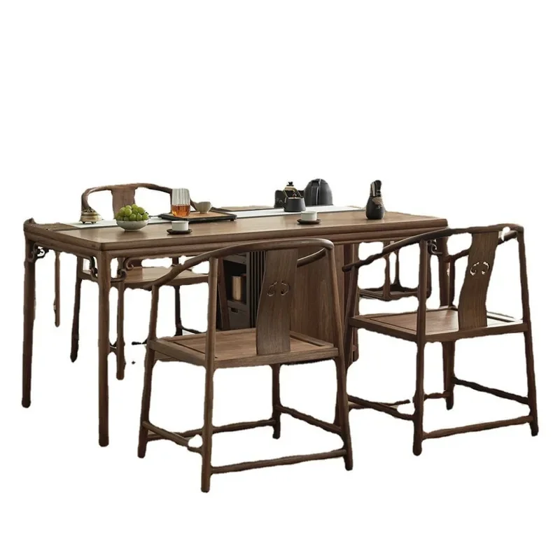New Chinese black walnut tea table and chair combination simple all solid wood balcony table
New Chinese black walnut tea table and chair combination simple all solid wood balcony table