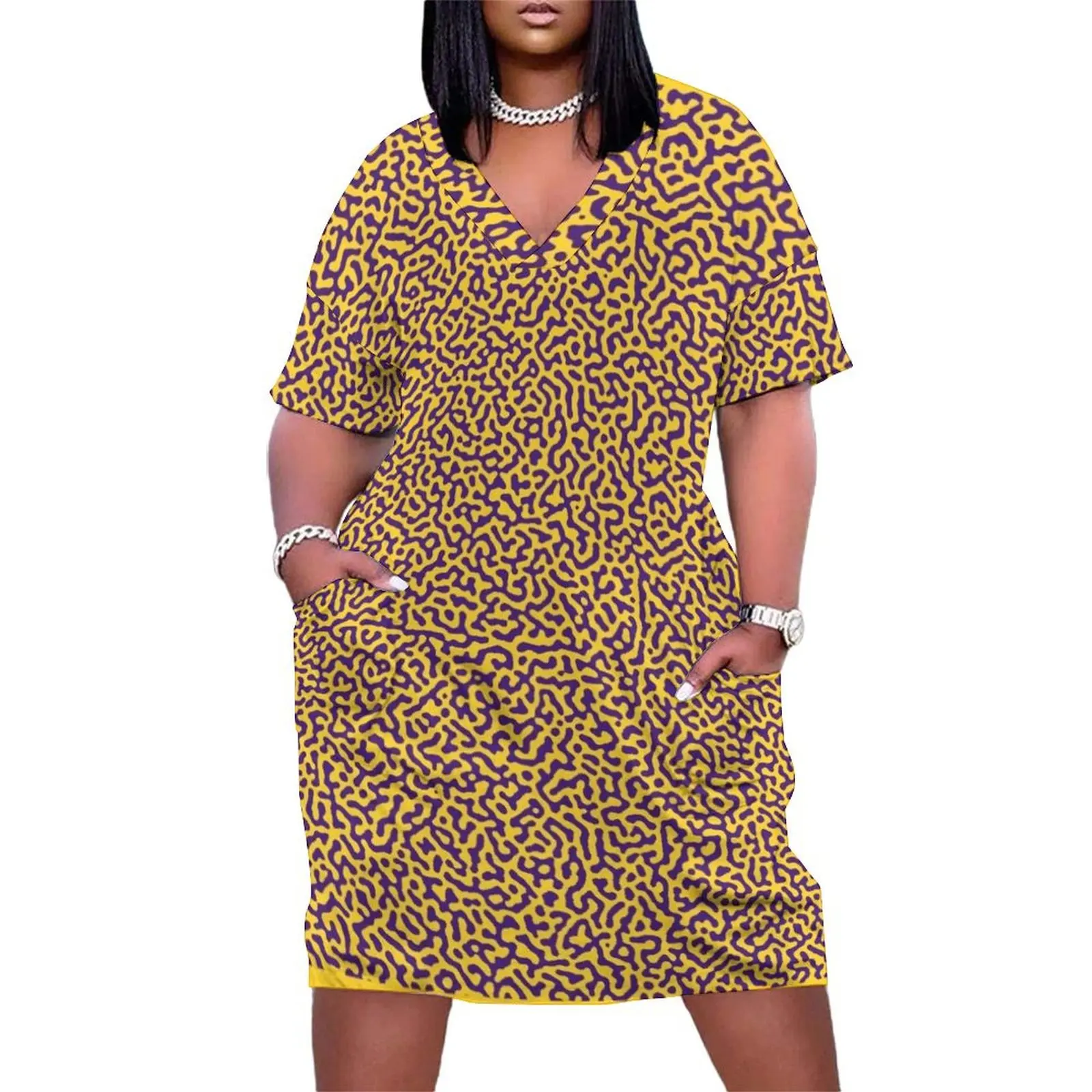 Turing pattern yellow and purple abstract art Loose Pocket Dress long dress women summer dress party night
Turing pattern yellow and purple abstract art Loose Pocket Dress long dress women summer dress party night