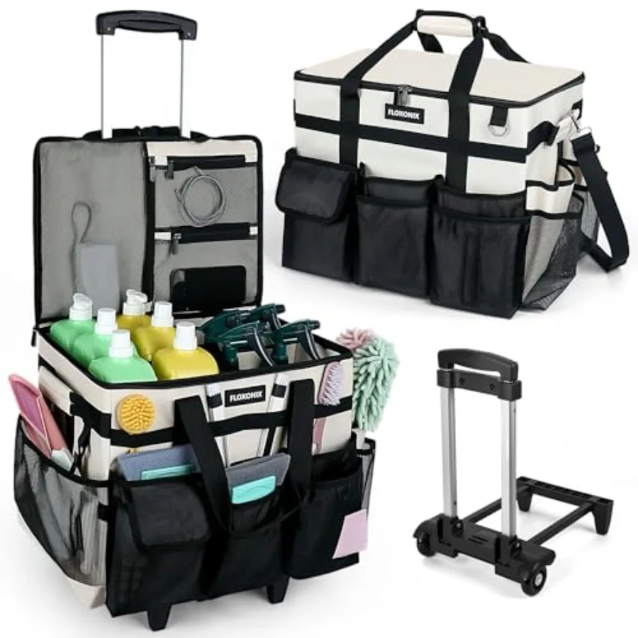 Large Rolling Cleaning Caddy Bag with Wheels with Detachable Trolley Cleaning Bags on Wheels for Housekeepers Cleaning Cart Sup
Large Rolling Cleaning Caddy Bag with Wheels with Detachable Trolley Cleaning Bags on Wheels for Housekeepers Cleaning Cart Sup