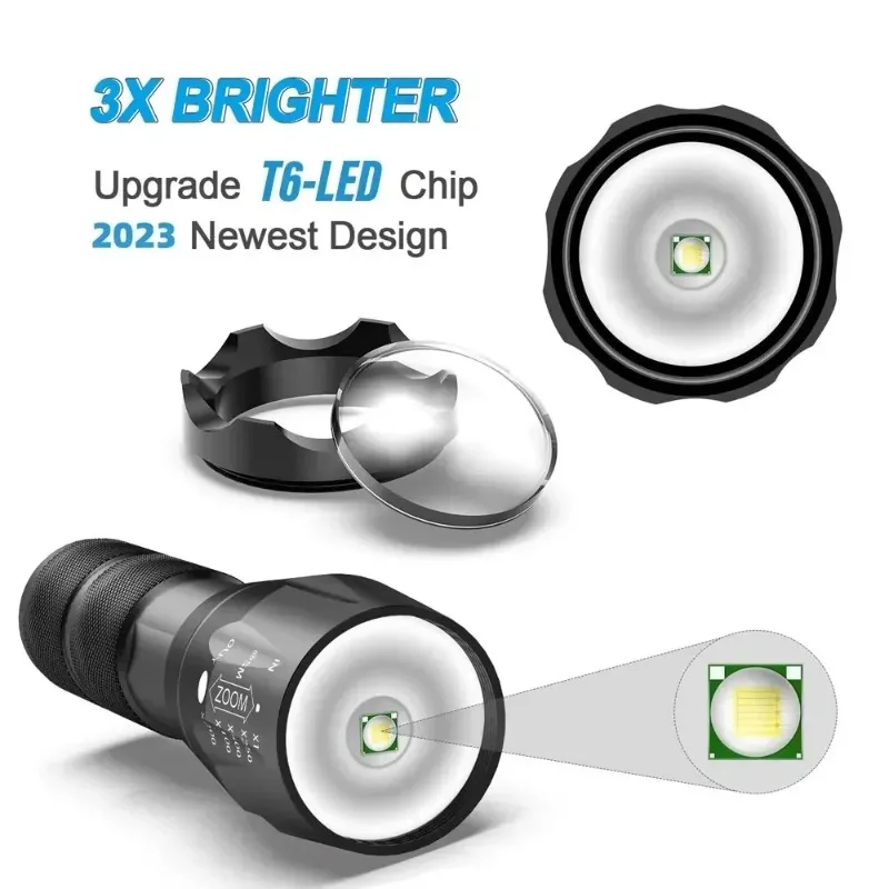 High Power T6 LED Flashlights Camping Torch 5 Light Modes Zoom Light Aluminum Alloys Waterproof Material External 18650 Battery
High Power T6 LED Flashlights Camping Torch 5 Light Modes Zoom Light Aluminum Alloys Waterproof Material External 18650 Battery