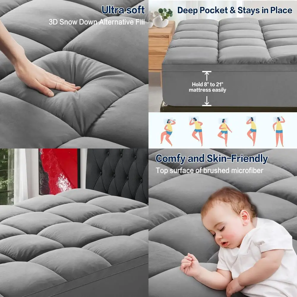King Size Extra Thick Mattress Topper 8-21 Pocket, Soft Down-Alternative Fill, Pillow Top Protector, Mattress Cover (78x80, Grey
King Size Extra Thick Mattress Topper 8-21 Pocket, Soft Down-Alternative Fill, Pillow Top Protector, Mattress Cover (78x80, Grey