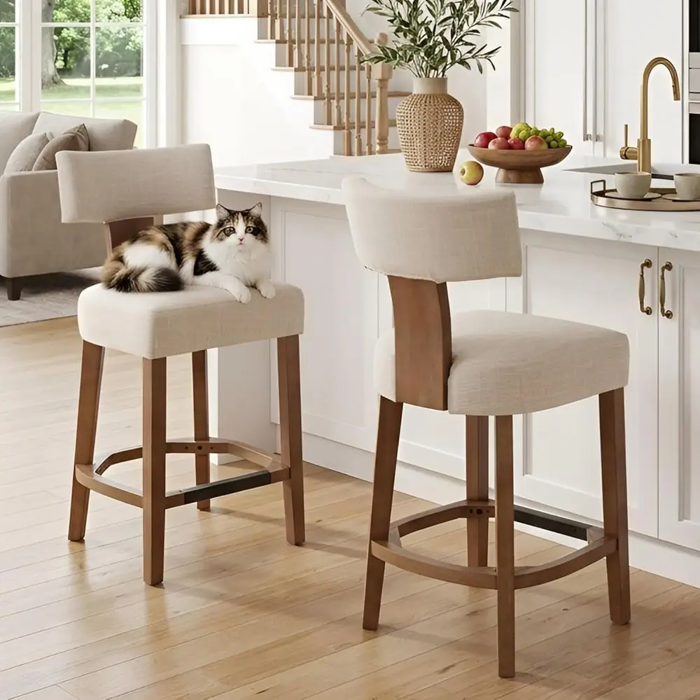 Linen-Covered Counter Height Bar Stools Set of 2, Beige Upholstered Chairs for Kitchen Island or Dining
Linen-Covered Counter Height Bar Stools Set of 2, Beige Upholstered Chairs for Kitchen Island or Dining