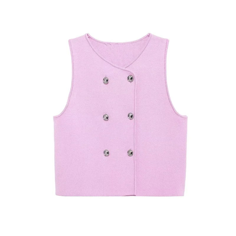 ZBZA Summer Women's Knitwear Vest Top 2024 New Casual Fashion Round Neck Double Breasted Sleeveless Sweater Tank Tops
ZBZA Summer Women's Knitwear Vest Top 2024 New Casual Fashion Round Neck Double Breasted Sleeveless Sweater Tank Tops