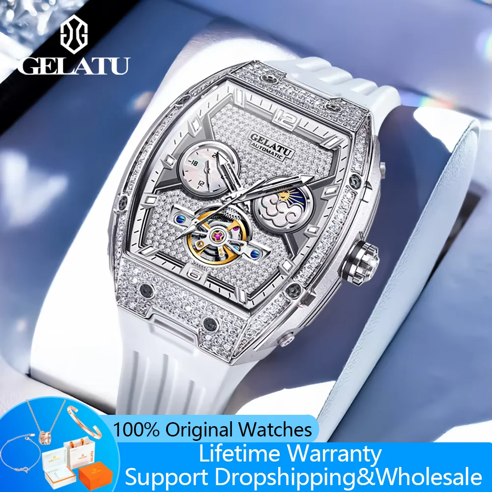 GELATU 6016 Luxury Fashion Woman Mechanical Watch Hollow Diamond Automatic Watch For Women 50M Waterproof Big Dial Wristwatch
GELATU 6016 Luxury Fashion Woman Mechanical Watch Hollow Diamond Automatic Watch For Women 50M Waterproof Big Dial Wristwatch