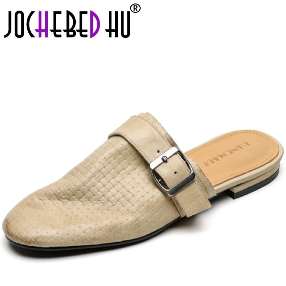 【JOCHEBED HU】New Summer Women Handmade Genuine Leather Round Toe Chunky Heel Shoes Cover Toe Slingback Sandals Slippers 33-40
【JOCHEBED HU】New Summer Women Handmade Genuine Leather Round Toe Chunky Heel Shoes Cover Toe Slingback Sandals Slippers 33-40