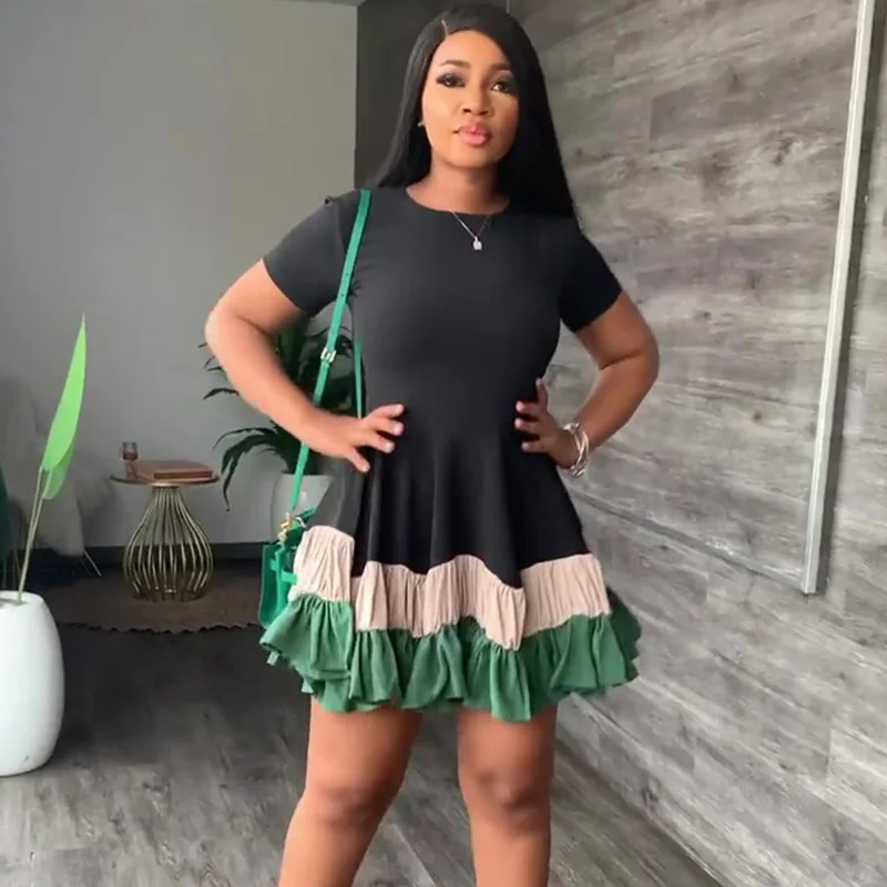 Color Block Ruffles Hem A-line Dress Women Clothes Short Sleeve Bodycon Dress Elegant Holiday Club Party Dresses Dropshipping
Color Block Ruffles Hem A-line Dress Women Clothes Short Sleeve Bodycon Dress Elegant Holiday Club Party Dresses Dropshipping