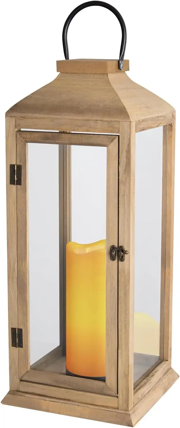Large 22.5 Inch Wooden Lantern with LED Pillar Candle, IP65 Waterproof for Indoor Outdoor Decor, Front Porch, Garden, Farmhouse
Large 22.5 Inch Wooden Lantern with LED Pillar Candle, IP65 Waterproof for Indoor Outdoor Decor, Front Porch, Garden, Farmhouse