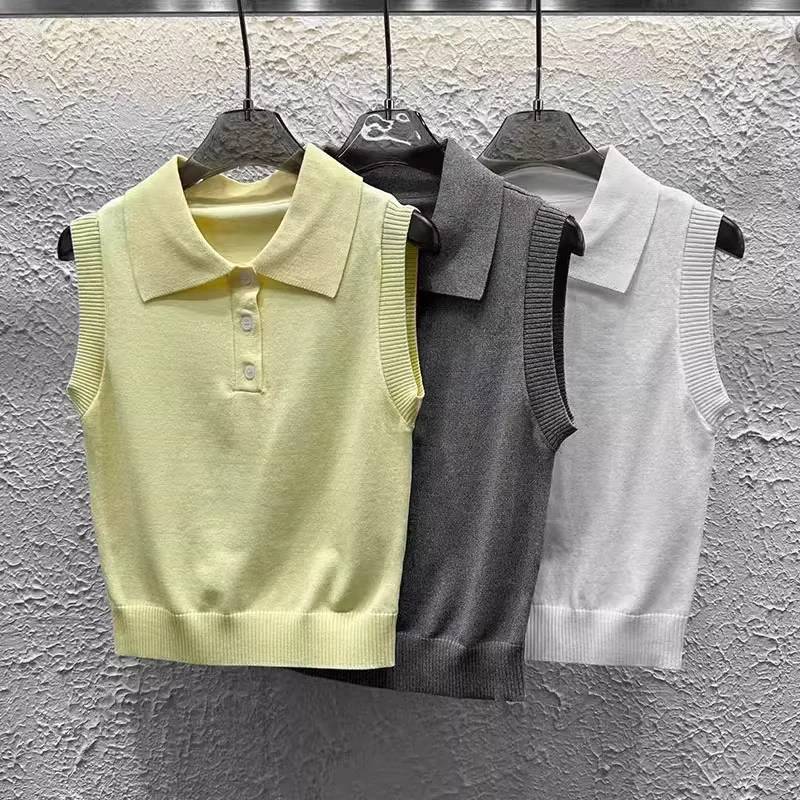 Новый летний женский вязаный топ Slim Fit из ледяного шелка без рукавов с отложным воротником, бренд Sle Sweet Sle Princ eenn
Новый летний женский вязаный топ Slim Fit из ледяного шелка без рукавов с отложным воротником, бренд Sle Sweet Sle Princ eenn