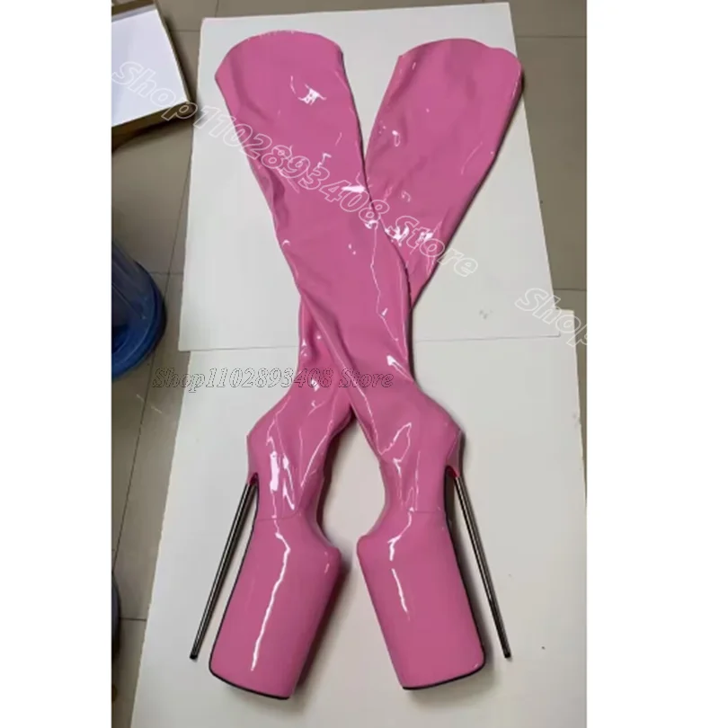 Pink Metal Heels Patent Leather Boots Spring Platform Fashion Party British Style Women Over Knee Boots 2025 Zapatos Para Mujere
Pink Metal Heels Patent Leather Boots Spring Platform Fashion Party British Style Women Over Knee Boots 2025 Zapatos Para Mujere