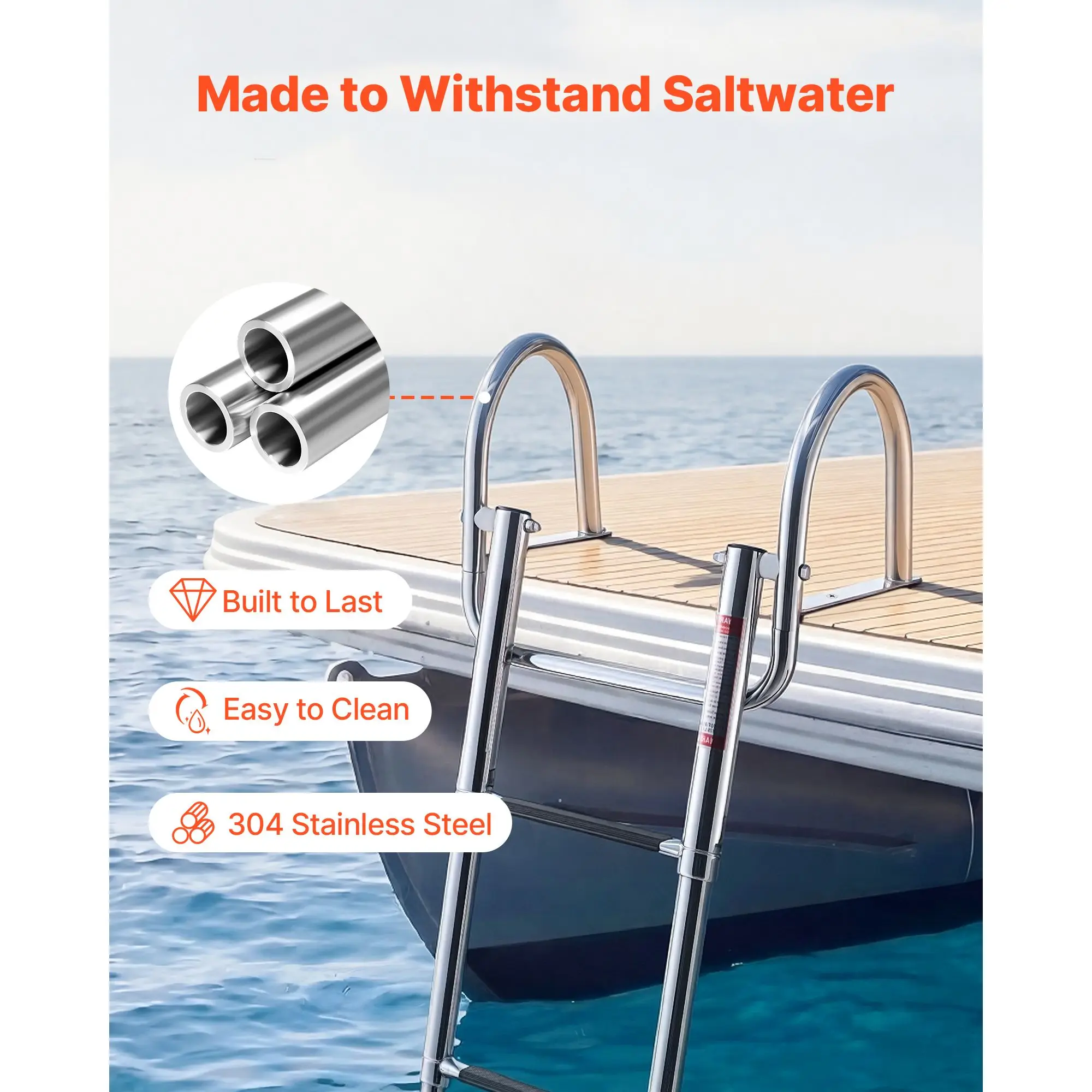 Boat Ladder, 4 Steps, Stainless Steel Telescoping Folding Swim Deck Ladder for Rear Entry Inboard, 600 lbs Capacity with Wide Anti-Slip Steps & Handrails, for Outboards, Yacht, Pontoon Boats
Boat Ladder, 4 Steps, Stainless Steel Telescoping Folding Swim Deck Ladder for Rear Entry Inboard, 600 lbs Capacity with Wide Anti-Slip Steps & Handrails, for Outboards, Yacht, Pontoon Boats