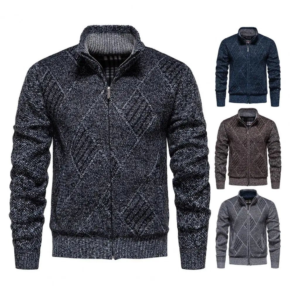 Men Sweater Coat Stand Collar Long Sleeve Zipper Closure Winter Jacket Men Windproof Cardigan Pockets Plush Lining Outerwear
Men Sweater Coat Stand Collar Long Sleeve Zipper Closure Winter Jacket Men Windproof Cardigan Pockets Plush Lining Outerwear