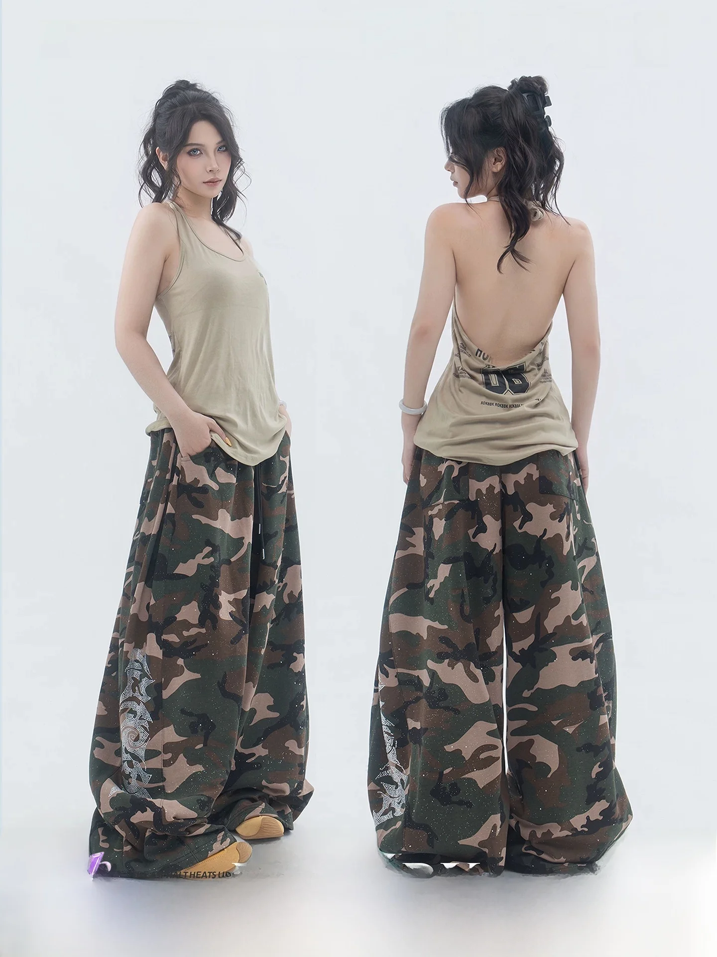 ROKBBK-K Camouflage Wide Leg Pants Women's Loose Casual Long Pants Street Dance Jazz Pants Natural Waist Cotton Diamond Heat ...
ROKBBK-K Camouflage Wide Leg Pants Women's Loose Casual Long Pants Street Dance Jazz Pants Natural Waist Cotton Diamond Heat ...