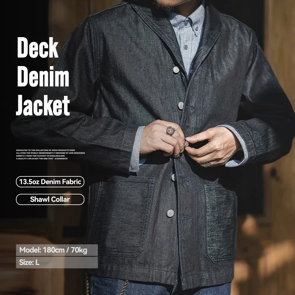 Maden Vintage 13.5oz Denim Jacket for Men Classic Solid Color Collar Cotton Hunting Style with Pockets Coat for Autumn Blazers
Maden Vintage 13.5oz Denim Jacket for Men Classic Solid Color Collar Cotton Hunting Style with Pockets Coat for Autumn Blazers