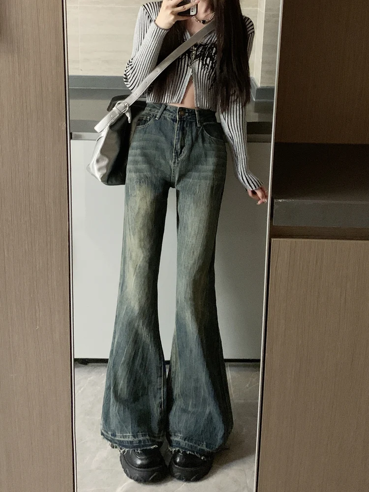 Джинсы-колокольчики с высокой талией в стиле ретро, женские осенние новые облегающие длинные брюки в стиле груши, американские узкие длинные брюки, темно-синие, против морщин
Джинсы-колокольчики с высокой талией в стиле ретро, женские осенние новые облегающие длинные брюки в стиле груши, американские узкие длинные брюки, темно-синие, против морщин