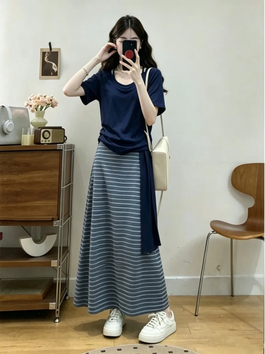 plus Size Casual Set Summer New Design Gathered Short Sleeve Top Slim Halter Stripe Skirt Korean Style High Waist A-Line...
plus Size Casual Set Summer New Design Gathered Short Sleeve Top Slim Halter Stripe Skirt Korean Style High Waist A-Line...