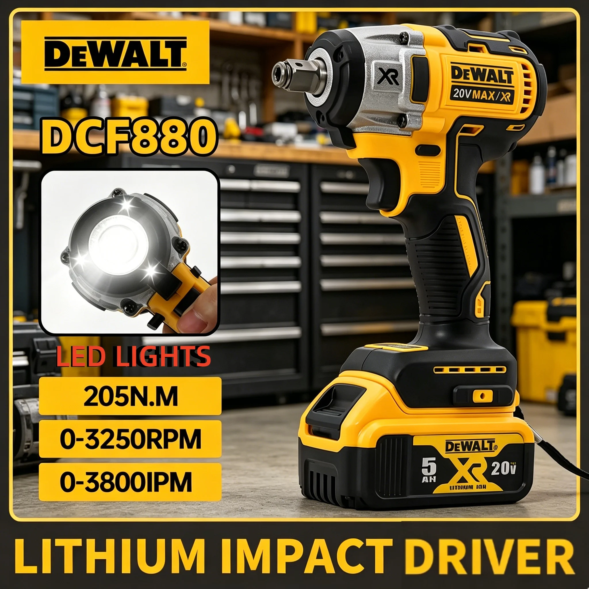 Dewalt DCF880 Cordless Electric Brushless Wrench Impact 20V LED Light 3250RPM 205N.m Wireless Power Tool for Home Improveme
Dewalt DCF880 Cordless Electric Brushless Wrench Impact 20V LED Light 3250RPM 205N.m Wireless Power Tool for Home Improveme