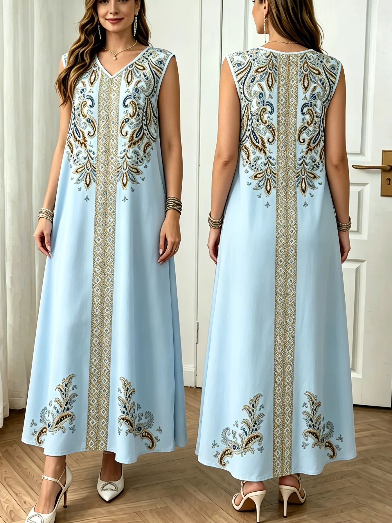 Spring/Summer plus Size Women's Ethnic Print Open Backless Vest Dress Casual Commute Loose Vacation Style Sleeveless Gown
Spring/Summer plus Size Women's Ethnic Print Open Backless Vest Dress Casual Commute Loose Vacation Style Sleeveless Gown