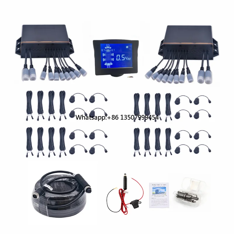360 Round Monitor 16 Probes Truck Reverse Parking Sensor LCD Displayer Front and Rear Radar IP67 for Truck Bus Parking Radar
360 Round Monitor 16 Probes Truck Reverse Parking Sensor LCD Displayer Front and Rear Radar IP67 for Truck Bus Parking Radar