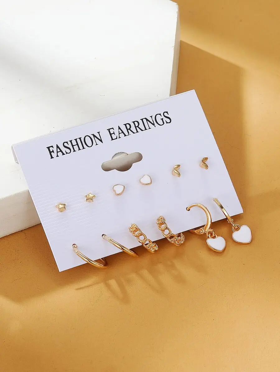 6 Pairs Womens Star Heart Hoop Drop Earrings Set Fashion Jewelry
6 Pairs Womens Star Heart Hoop Drop Earrings Set Fashion Jewelry