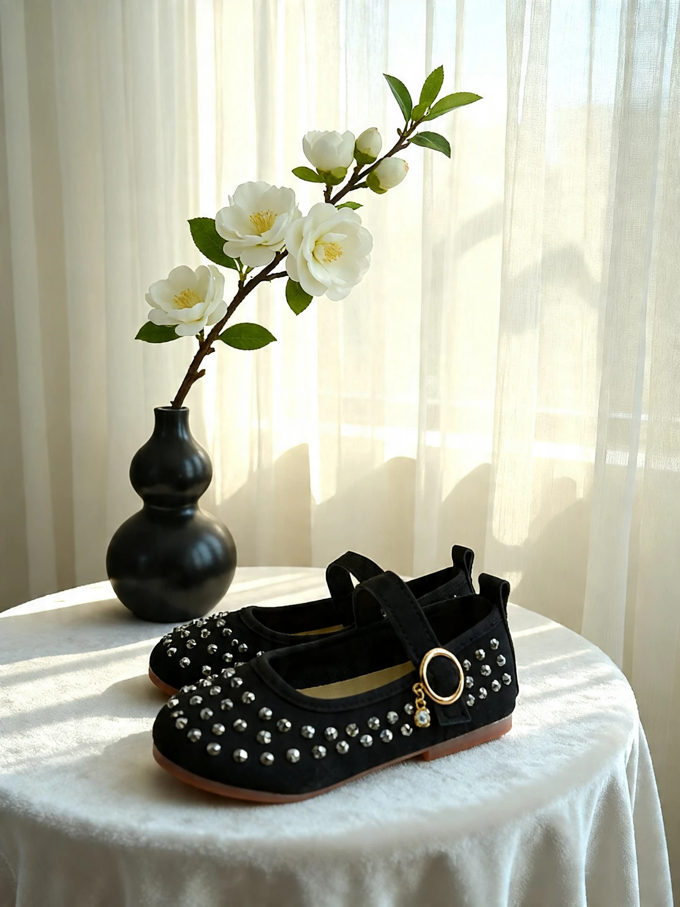 Elegant Girls Mary Jane Shoes Studded Rhinestone Design Soft Velvet Like PU Non Slip EVA Sole Dressy Flat for Weddings Parties and Photo Sessions
Elegant Girls Mary Jane Shoes Studded Rhinestone Design Soft Velvet Like PU Non Slip EVA Sole Dressy Flat for Weddings Parties and Photo Sessions
