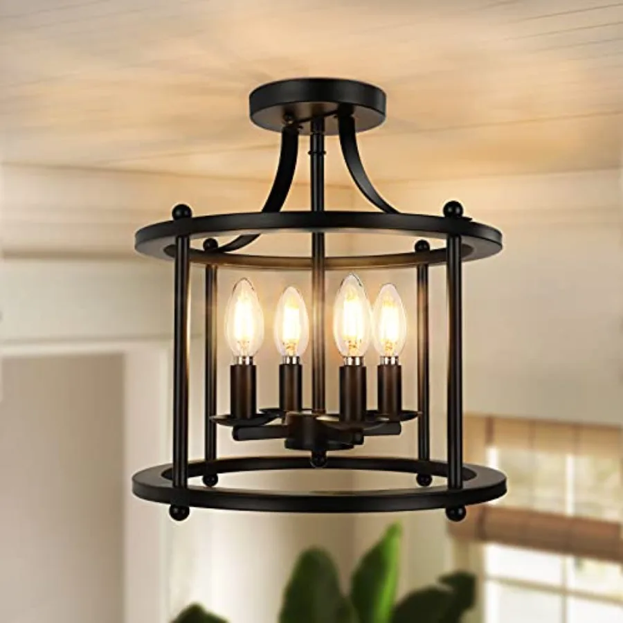 Farmhouse Semi Flush Mount Ceiling Light Fixture 4-Light Industrial Ceiling Light w/ E12 Base Metal Rustic Vintage Chandelier L
Farmhouse Semi Flush Mount Ceiling Light Fixture 4-Light Industrial Ceiling Light w/ E12 Base Metal Rustic Vintage Chandelier L