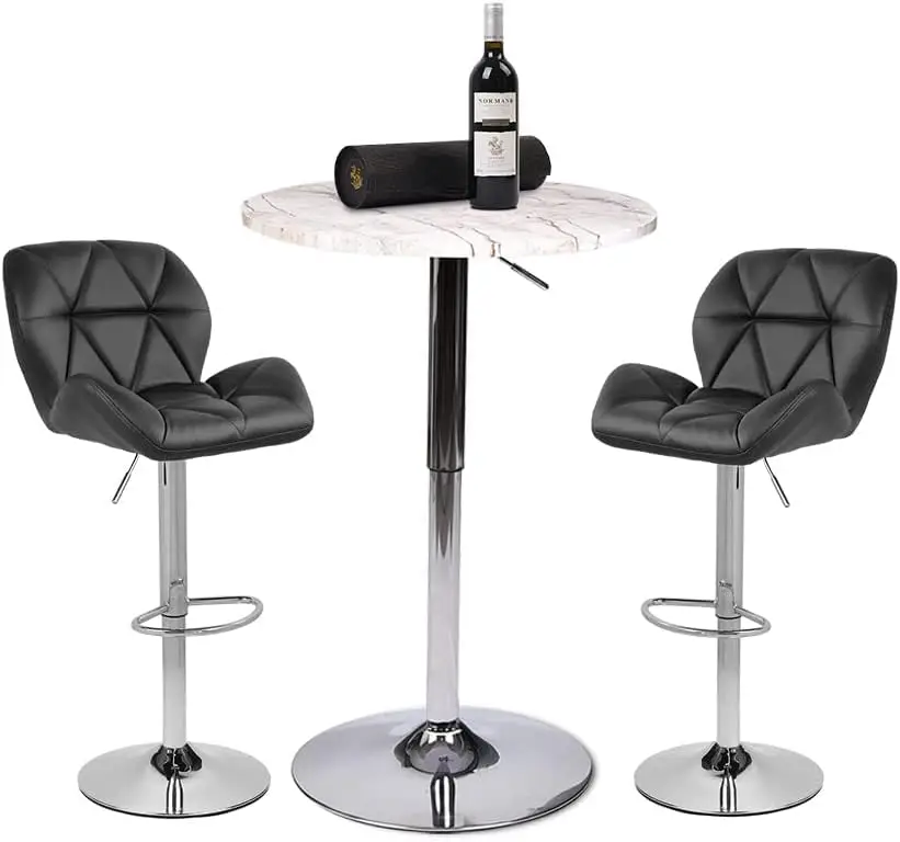 Bar Table Set of 3 Adjustable Round Desk and 2 Swivel Pub Stools for Home Kitchen Bistro Bars Wine Cabinets
Bar Table Set of 3 Adjustable Round Desk and 2 Swivel Pub Stools for Home Kitchen Bistro Bars Wine Cabinets