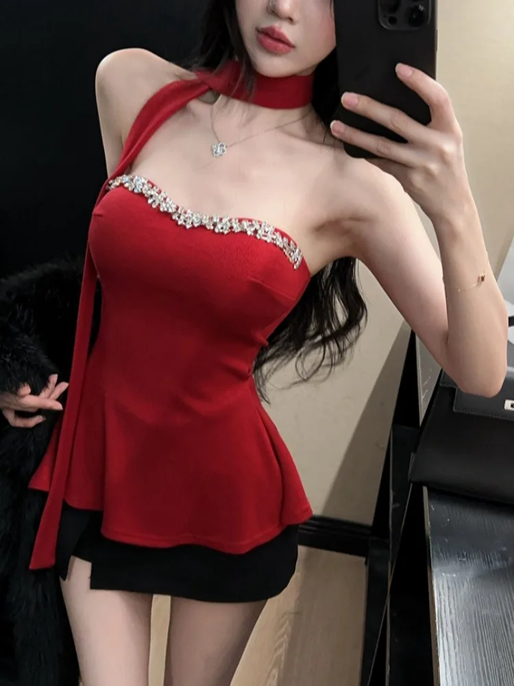 Sexy Strapless Crop Top with Draped Neckline And Heavy Embellishment for Women Fashionable Slimming Top for Autumn Wear
Sexy Strapless Crop Top with Draped Neckline And Heavy Embellishment for Women Fashionable Slimming Top for Autumn Wear