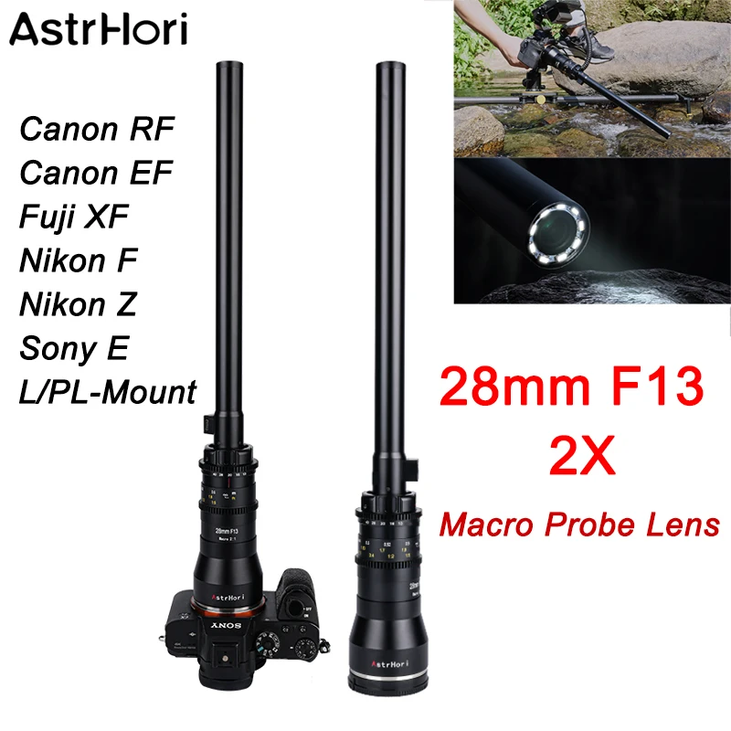 AstrHori 28mm F13 2x Macro Probe Lens Full Frame Specialty Lens with 2: 1 Magnification/Waterproof /Built-In LED Fill Light
AstrHori 28mm F13 2x Macro Probe Lens Full Frame Specialty Lens with 2: 1 Magnification/Waterproof /Built-In LED Fill Light