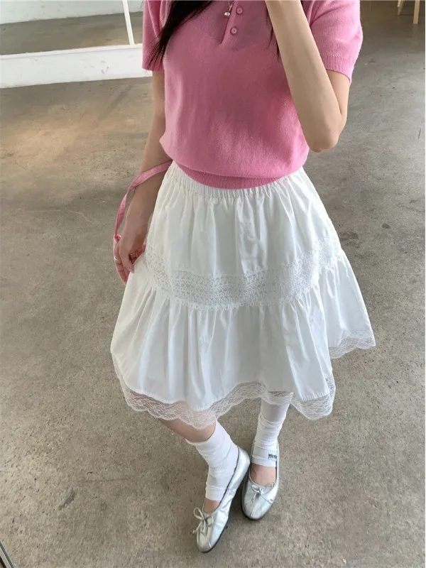 High Waist A-Line Skirt for plus Size Women Summer White Cake Skirt Sweet Lace Trim Belly Covering Half Body Skirt
High Waist A-Line Skirt for plus Size Women Summer White Cake Skirt Sweet Lace Trim Belly Covering Half Body Skirt