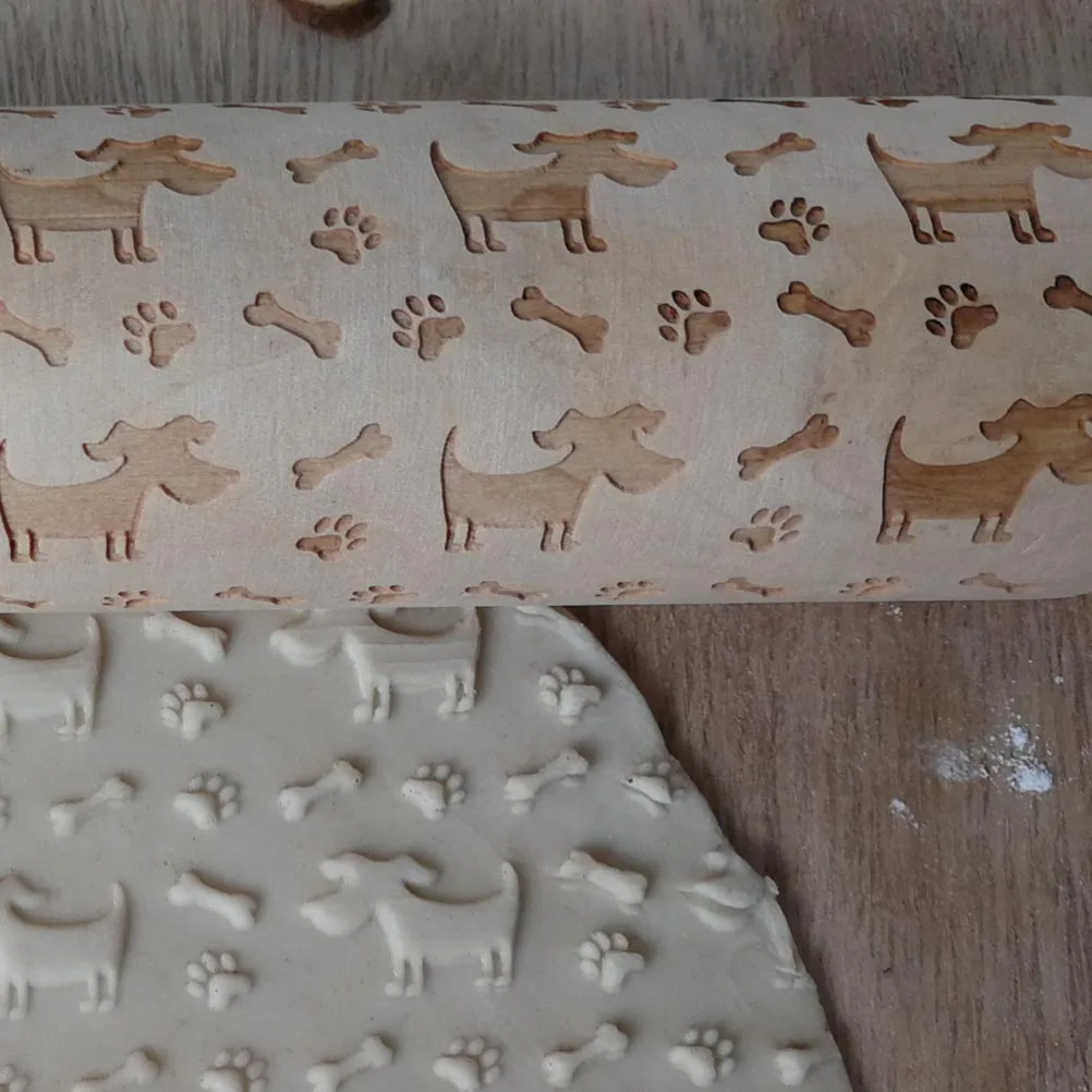 Comfortable Grip Wooden Dog Rolling Pin For Baking Engraved With Bone Pattern Durable Kitchen Tool
Comfortable Grip Wooden Dog Rolling Pin For Baking Engraved With Bone Pattern Durable Kitchen Tool