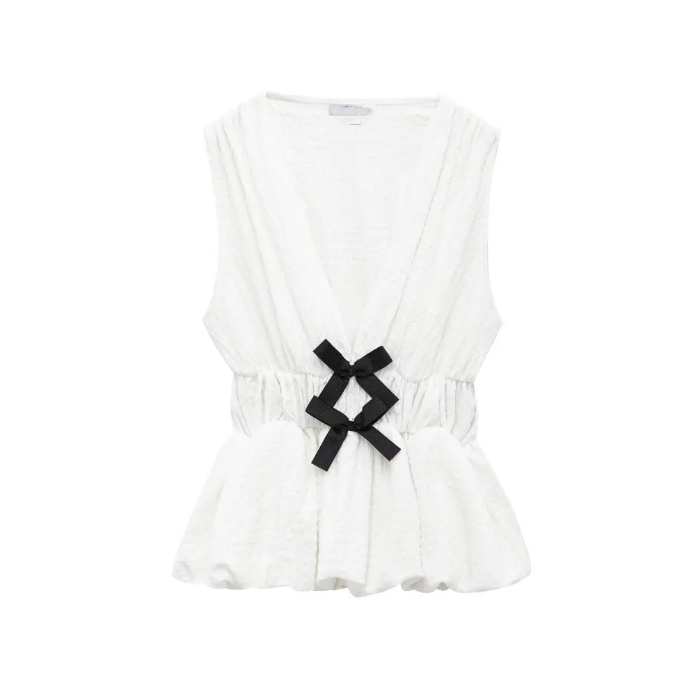 ZBZA Women's Bow Lace-up Vest Slim Fit Round Neck Sleeveless Pleated Skirt Hem Elastic Waist Pullover Top Spring Summer Chic Top
ZBZA Women's Bow Lace-up Vest Slim Fit Round Neck Sleeveless Pleated Skirt Hem Elastic Waist Pullover Top Spring Summer Chic Top