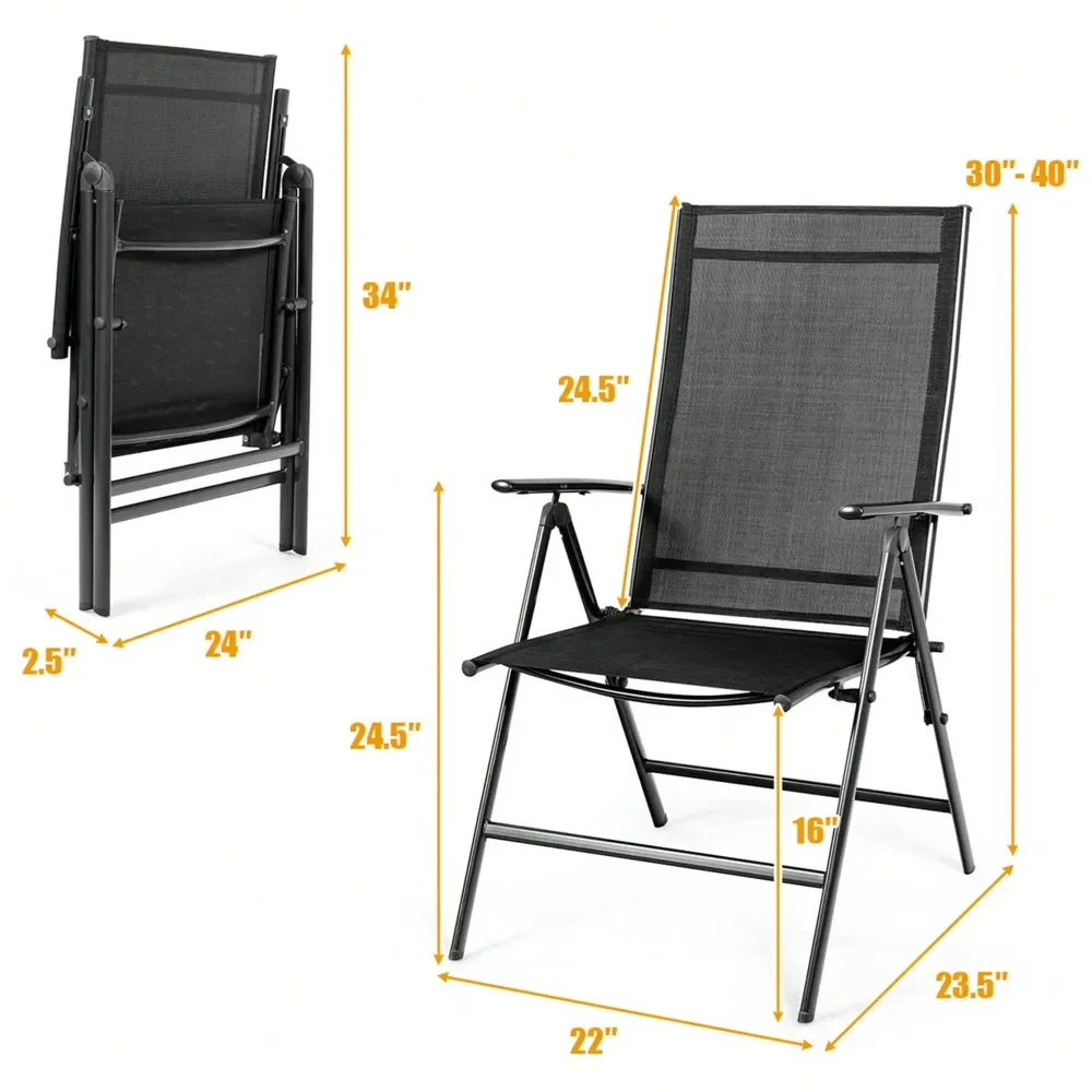 Set Of 2 Patio Folding Chair Recliner Adjustable Black
Set Of 2 Patio Folding Chair Recliner Adjustable Black