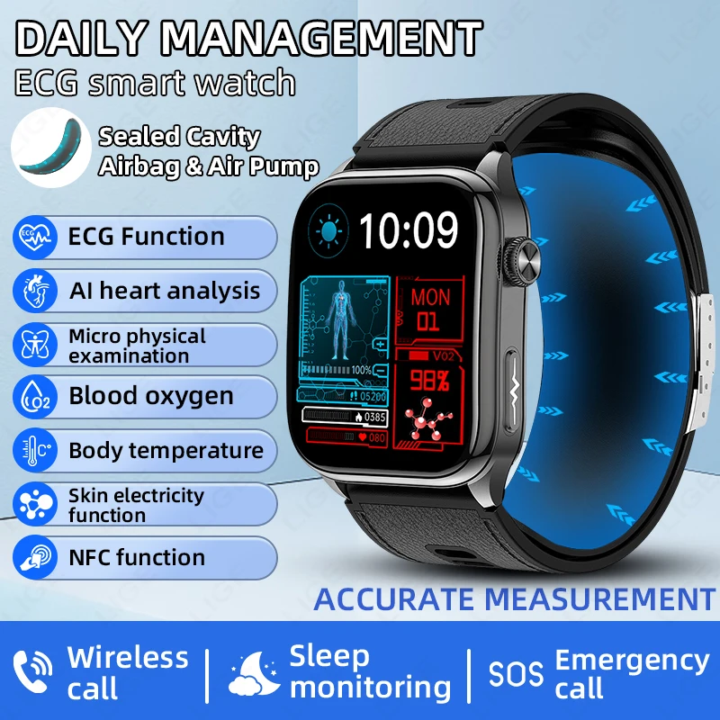 LIGE 2.06" AMOLED Display Smart Watch ECG Air Pump Airbag True Accurately Blood Pressure Health Smartwatch Men Women 2026 New
LIGE 2.06" AMOLED Display Smart Watch ECG Air Pump Airbag True Accurately Blood Pressure Health Smartwatch Men Women 2026 New