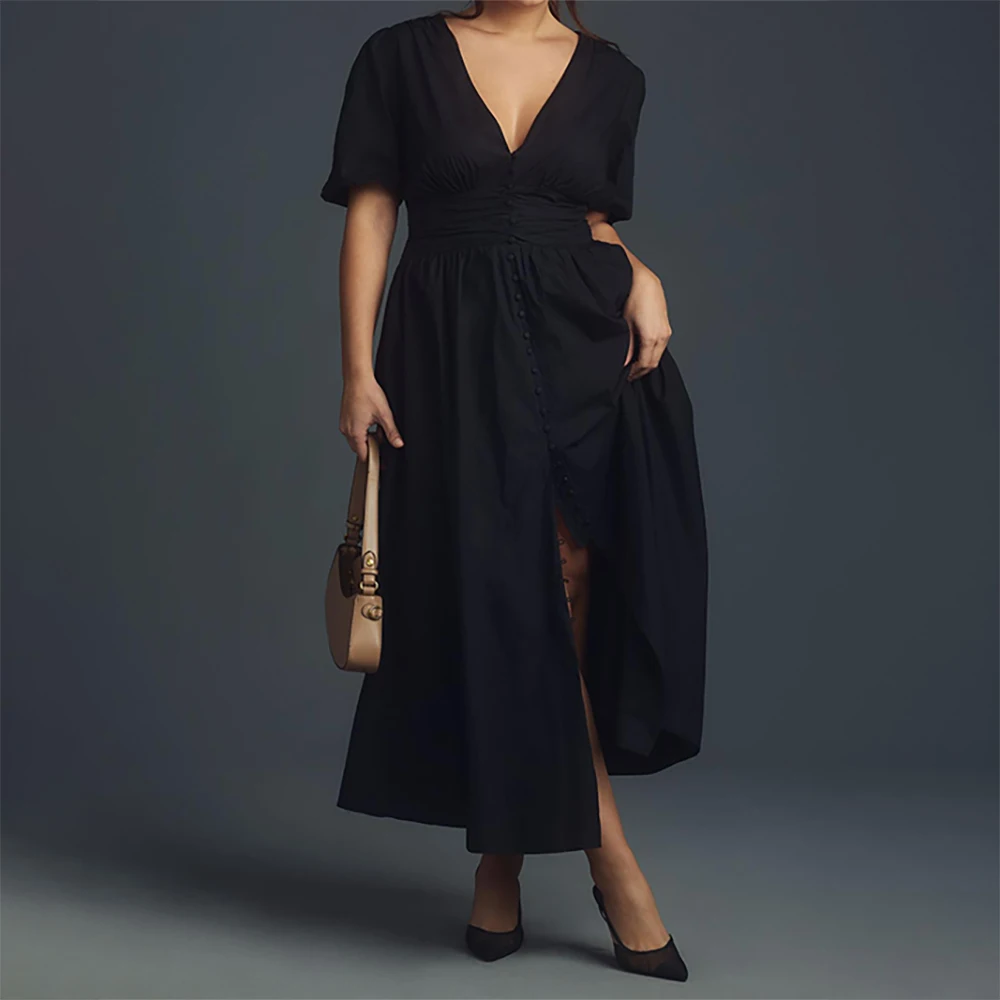 Elegant Evening Dress V-Neck A-Line Prom Party Gown Front Slit Ruffles Ankle Length Formal Wedding Banquets Cocktail Dresses
Elegant Evening Dress V-Neck A-Line Prom Party Gown Front Slit Ruffles Ankle Length Formal Wedding Banquets Cocktail Dresses