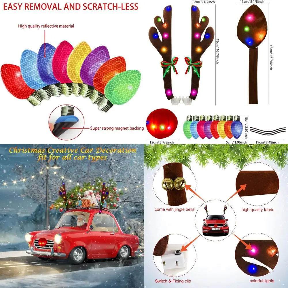 Reindeer Antlers for Cars, Christmas Reindeer Antlers Car Decoration Kit with Color LED Light, Car Decorations with Antlers, Red
Reindeer Antlers for Cars, Christmas Reindeer Antlers Car Decoration Kit with Color LED Light, Car Decorations with Antlers, Red