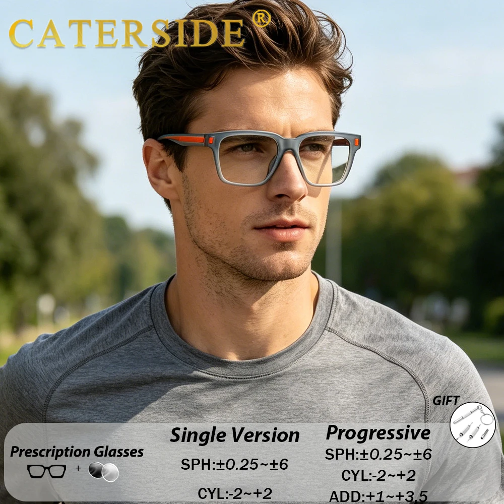 CATERSIDE Men's Prescription Glasses Fashion Gray Orange Two-Tone Square Frame Spring Hinge Comfort Fit Prescription Eyeglasses
CATERSIDE Men's Prescription Glasses Fashion Gray Orange Two-Tone Square Frame Spring Hinge Comfort Fit Prescription Eyeglasses
