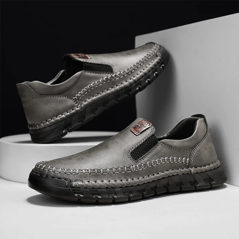 2025 Autumn casual leather shoes man grey breathable High quality mens Hand-sewn loafers classic business Shoes not above anklel 
2025 Autumn casual leather shoes man grey breathable High quality mens Hand-sewn loafers classic business Shoes not above anklel