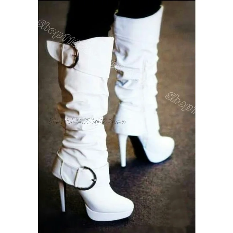 White Platform Buckle Decor Boots Matte Leather Round Toe Stylish Casual Spring Pleated Women Boots 2024 Zapatos Para Mujere
White Platform Buckle Decor Boots Matte Leather Round Toe Stylish Casual Spring Pleated Women Boots 2024 Zapatos Para Mujere