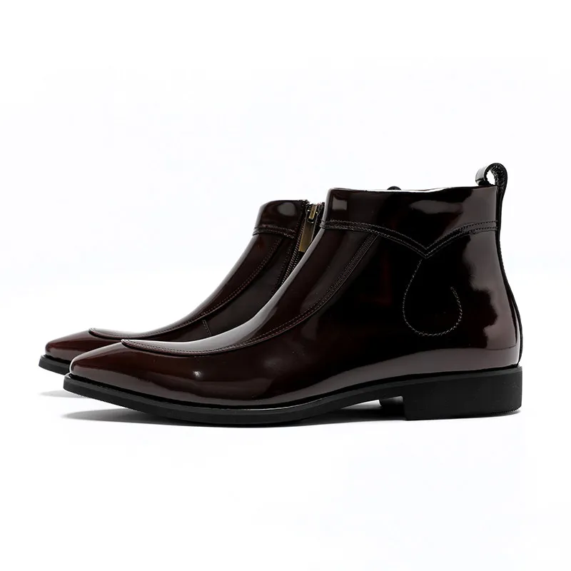 British Style Handmade Premium Men's Glossy Leather Boots Zipper Pointed Toe Trendy High Top Ankle Boots
British Style Handmade Premium Men's Glossy Leather Boots Zipper Pointed Toe Trendy High Top Ankle Boots