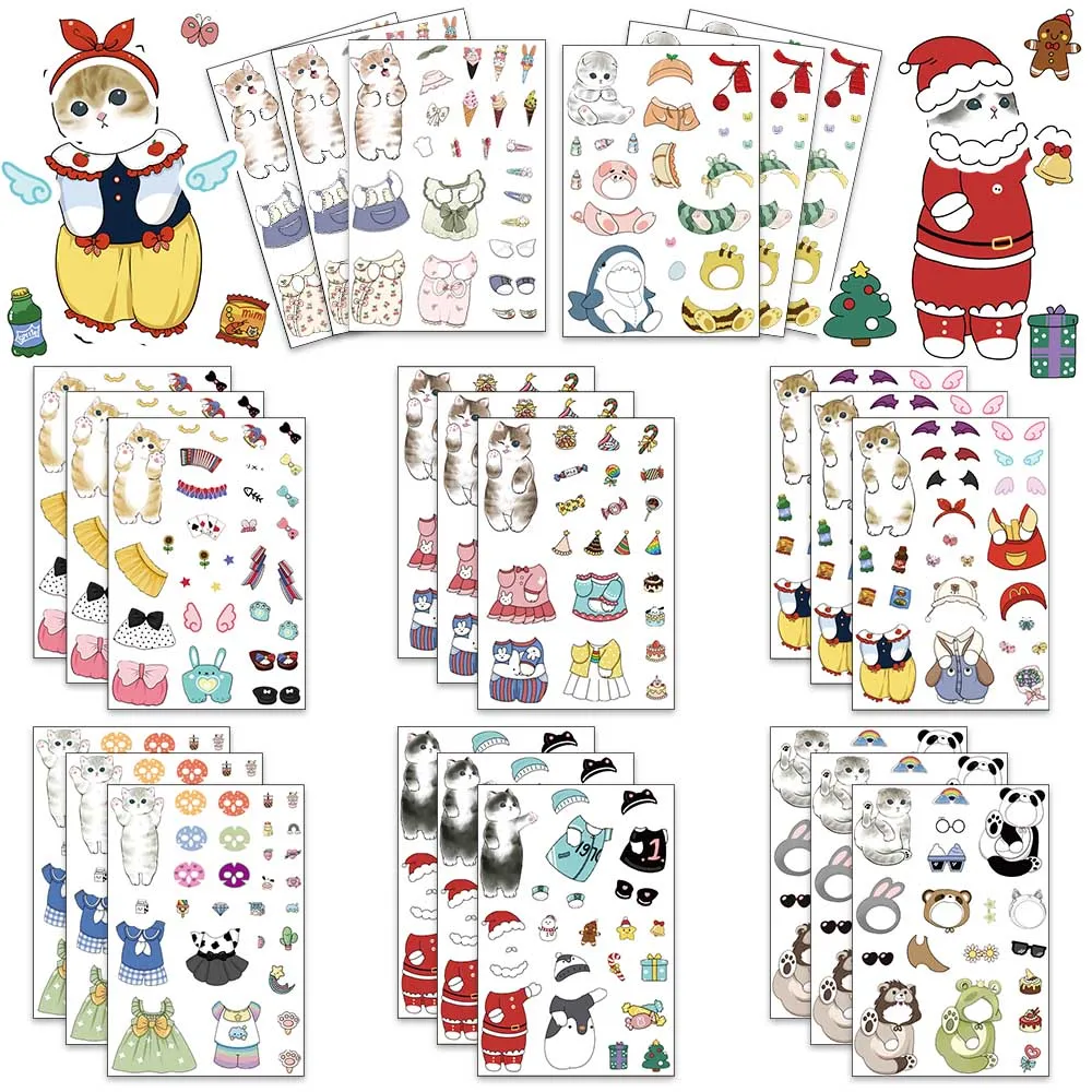 8 Sheets Puzzle Funny Cute Cat Dressing Up Animals Stickers Gift of Festival Reward Art Craft Party Children Girls DIY Game Toy
8 Sheets Puzzle Funny Cute Cat Dressing Up Animals Stickers Gift of Festival Reward Art Craft Party Children Girls DIY Game Toy