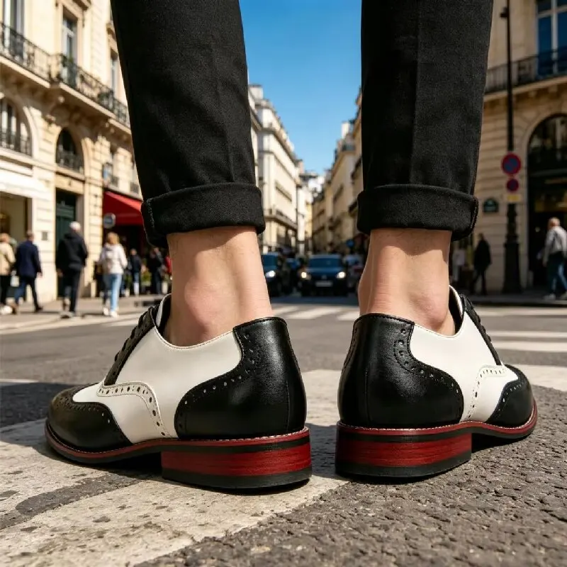 Men Fashion Block Leather Shoes with Red Bottom Splicing British Style Business Dress Shoes Gentlemen's Social Shoes Sizes 38-48
Men Fashion Block Leather Shoes with Red Bottom Splicing British Style Business Dress Shoes Gentlemen's Social Shoes Sizes 38-48