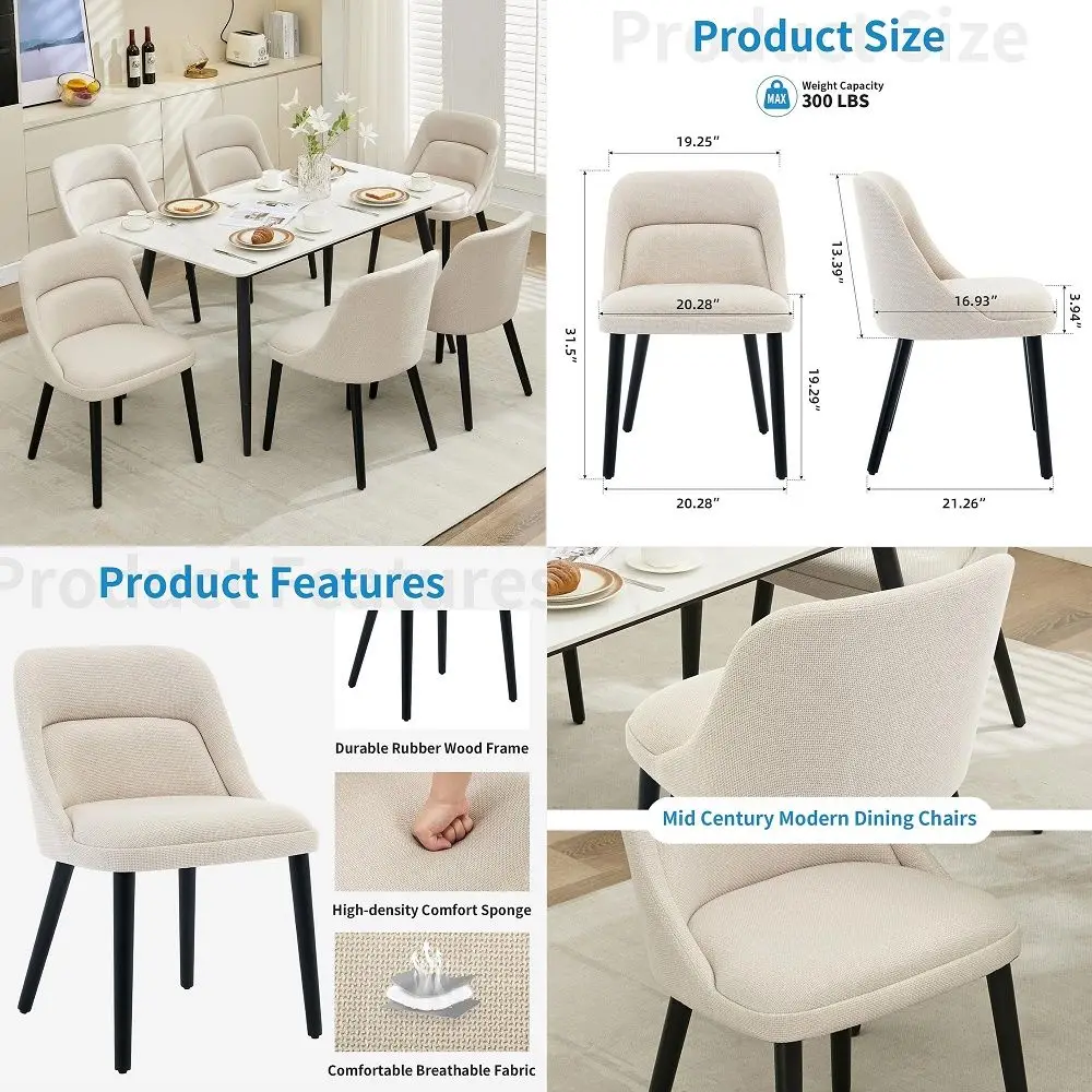 Room Chairs Set of 6, Upholstered Linen Fabric Dining Chairs with Wood Legs, Modern Dining Chairs for Kitchen, Dining Room, Caf
Room Chairs Set of 6, Upholstered Linen Fabric Dining Chairs with Wood Legs, Modern Dining Chairs for Kitchen, Dining Room, Caf