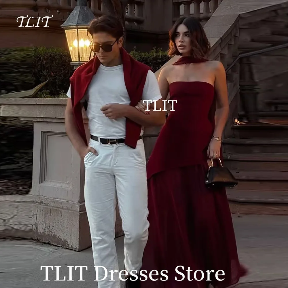 TLIT Sexy Dark red Strapless Prom Dresses Floor-Length High Split Vestidos De Noche Formal Occasion Customized Long Scarf
TLIT Sexy Dark red Strapless Prom Dresses Floor-Length High Split Vestidos De Noche Formal Occasion Customized Long Scarf
