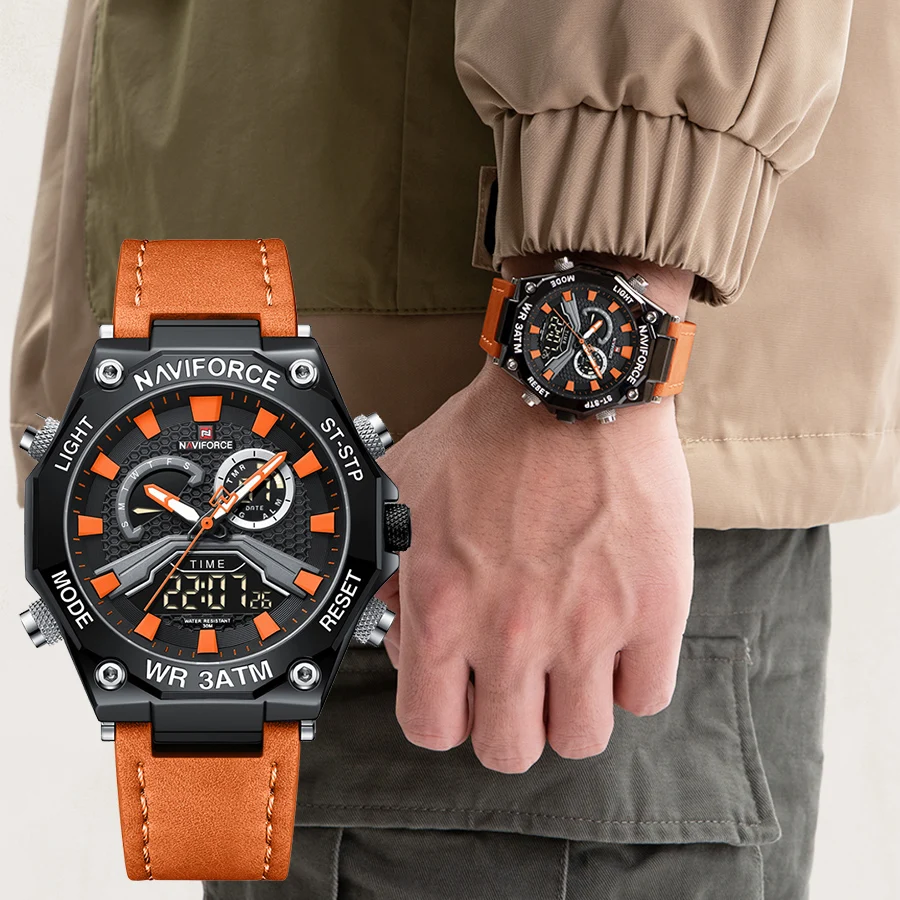NAVIFORCE Fashion High Quality Watches For Men Military Dual Display Sport Waterproof Quartz Digital Wristwatch Clearance Clock
NAVIFORCE Fashion High Quality Watches For Men Military Dual Display Sport Waterproof Quartz Digital Wristwatch Clearance Clock