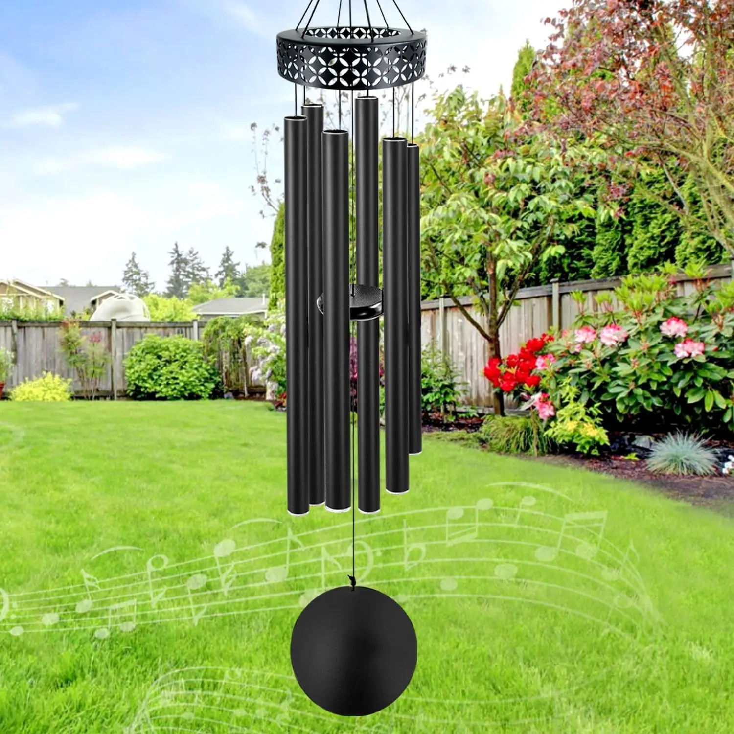 48'' Deep Tone Wind Chimes with 6 Heavy Tubes for Outdoor Garden Decor, Memorial Sympathy Gifts in Black
48'' Deep Tone Wind Chimes with 6 Heavy Tubes for Outdoor Garden Decor, Memorial Sympathy Gifts in Black