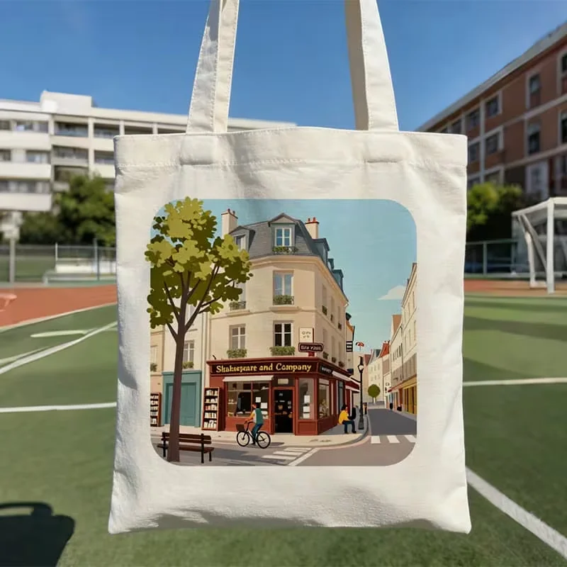 Paris Shakespeare And Company Bookstore Canvas Tote Bag City Street Illustration Print Reusable Shoulder Bag
Paris Shakespeare And Company Bookstore Canvas Tote Bag City Street Illustration Print Reusable Shoulder Bag
