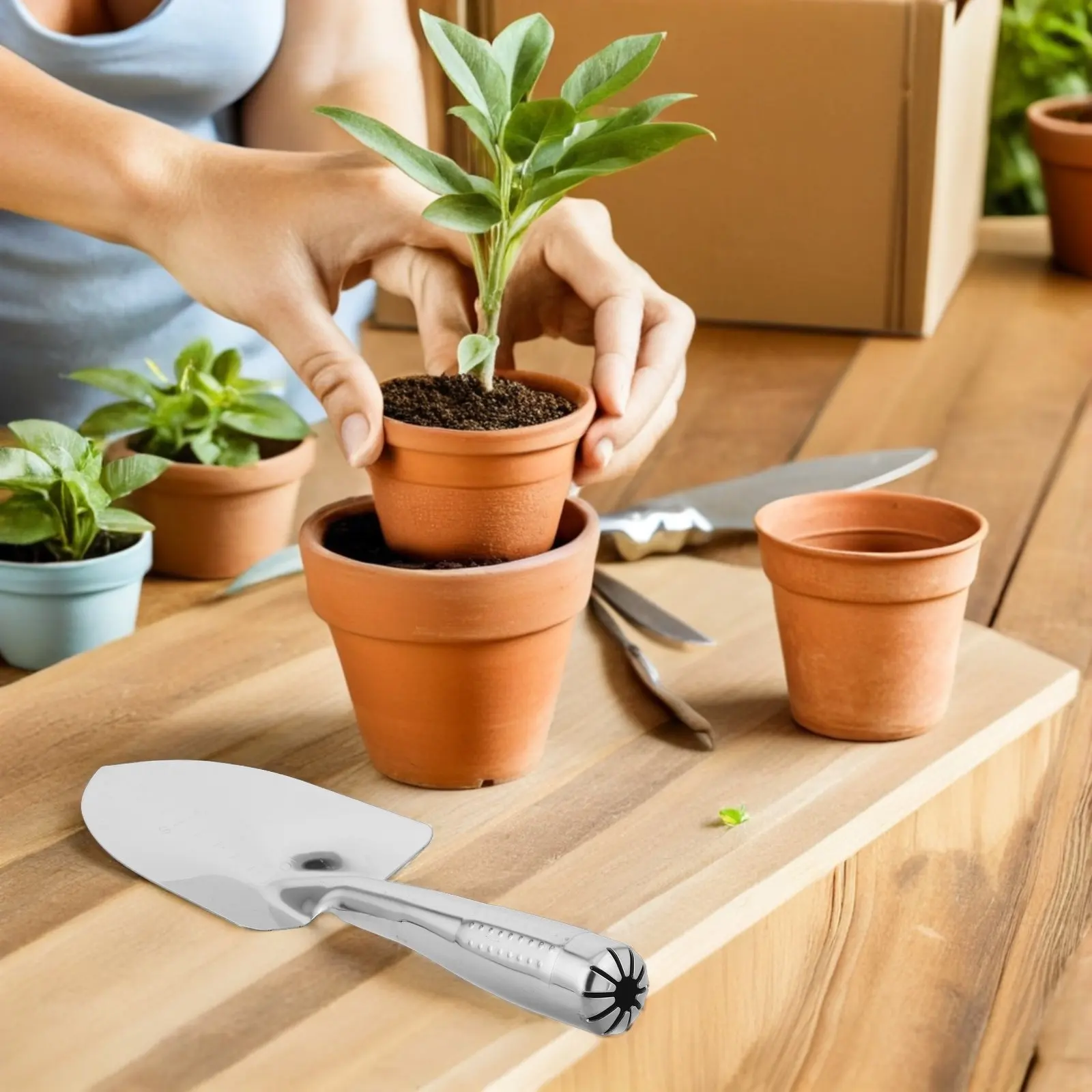 Легкая садовая лопатка из нержавеющей стали для копания, посадки, пересадки растений, маленький ручной совок для садовых работ на открытом воздухе
Легкая садовая лопатка из нержавеющей стали для копания, посадки, пересадки растений, маленький ручной совок для садовых работ на открытом воздухе