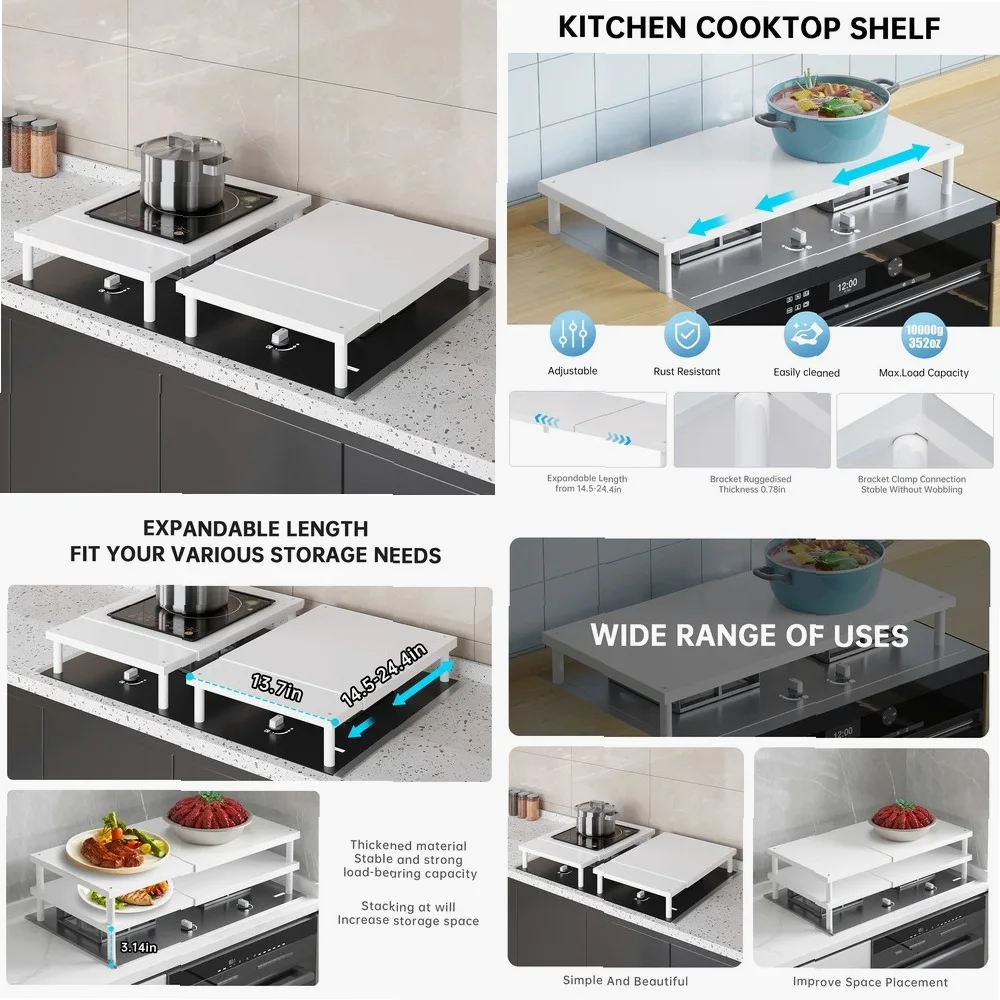 Kitchen Gas Stove Shelf, Food Preparation Stand, Cover Plate, Cover Rack, Gas Stove Support, Retractable Shelf, Storage Rack
Kitchen Gas Stove Shelf, Food Preparation Stand, Cover Plate, Cover Rack, Gas Stove Support, Retractable Shelf, Storage Rack