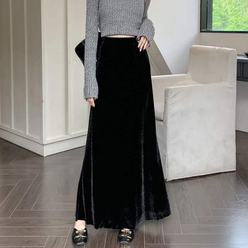 Ankle Length Velvet Skirt for Women 2024 Autumn Korean Elegant Slim Hip Wrap Mermaid High Waist Long Maxi Skirt Female Z409
Ankle Length Velvet Skirt for Women 2024 Autumn Korean Elegant Slim Hip Wrap Mermaid High Waist Long Maxi Skirt Female Z409